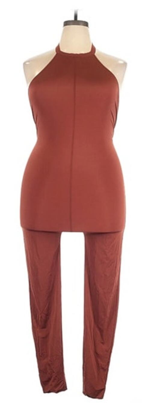 Skims Jelly Sheer Full Bodysuit Saffron Halter Sleeveless NWT Size 3X